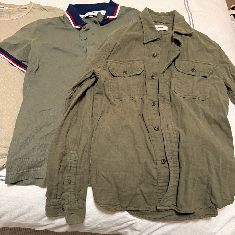 Buck Mason Olive and Khaki Men's Short Sleeve Shirt